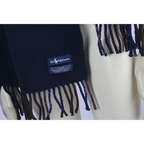 Vintage Polo Ralph Lauren Lambswool Plaid Fringe Shawl Wrap Scarf Luxury Classic - Picture 8 of 9